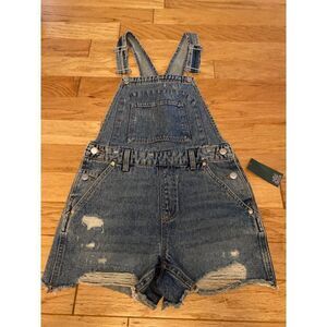 NWT Wild Fable, women’s distressed denim overall shorts size XS